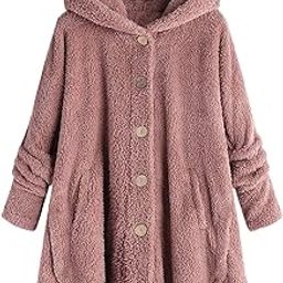 Top Women WoCoat Plus Size Outwear Warm Winter Jacket Button Plush Hooded Tops Loose Cardigan Wool Coat Blouse-image-44