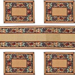 Galaxy Home Decor Dining Table 4 Table Mats with Runner(Mat 13X18 Inches and Runner 13X54 Inches) Washable Cotton Linen Mat Jacquard Fabric,Multicolor(Vegetable Design,4 Mats with Runner),X-Small-picture-16