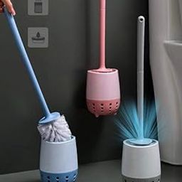 HomeCloud Silicone Toilet Brush | Wall Mounted Toilet Cleaning Brushes |Brushes For Bathroom Cleaning Japanese Modern With Soft Bristle Can Also Be Wall Hanged.With Holder (Grey)-image-44