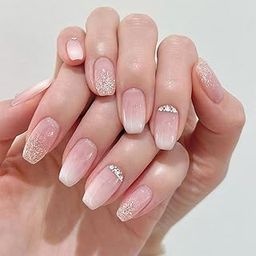 Gloss & Go 24 Reusable Artificial Fake Nail Set| Light Dark Pink Color And Silver Glitter With Diamond Design| Lightweight & Long Lasting| Easy To Use| Quick Fix For Festivals & Special Occasions-image-82
