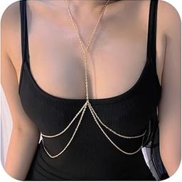 1 Pcs Premium Gold Chain Belt - Fashion Waist Chain Belt with Moon, Butterfly Rhinestone & Layered Design (gold)-50