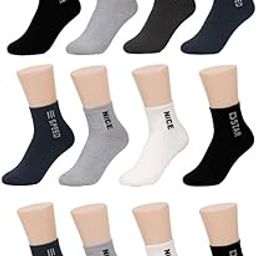 12 Pairs Solid Cotton Ankle Length Socks for Men & Women, Multicolor, Pack of 12, Free Size-image-28