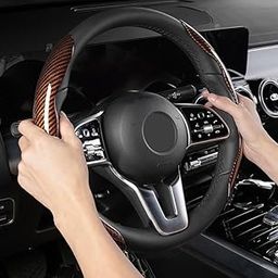 Car Anti Skid Non Slip Brown Wood Grain Finish Steering Wheel Grip Covers Decoration Universal for All Cars - Set of 2 pcs-image-30