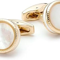 Gold Plated Round Shape Cufflinks Stylish Formal Bussiness Corporate Gift For Men-picture-23