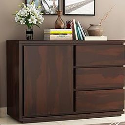 MANNAT ARTS Sheesham Wooden Chest of Drawer with 3 Drawer & 2 Shelves Storage for Living Room Storage - Solid Wood Chest of Drawers Wooden Drawer Cabinet for Bedroom Home (Design 8)-image-89