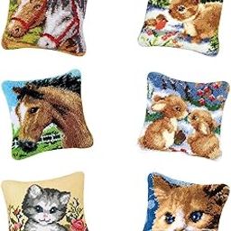 MERISHOPP® 6 Set Animal Latch Hook Kits for DIY Pillow Cover Sofa Cushion Cover 43x43cm|Crafts | Needlecrafts & Yarn | Rug Making | Latch Hooking-picture-8