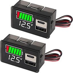 2PCS DC 8-30V Battery Capacity Tester with 1 USB Ports and 1 Type-C USB Ports Power-Off Memory for Lead-Acid Lithium Iron Ternary Lithium Battery Golf Cart RV Car Motorcycle Marine Boat-picture-10