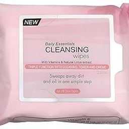 VGSE DAILY ESSENTIALS CLEANSING FACE WIPES FOR MEN AND WOMEN//WITH VITAMINS AND LOTUS EXTRACT//TRIPLE FUNCTION// 25 PC-28