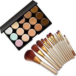 Lenon Beauty 15 Color Cream Concealer Palette with 12 Make up Brush Set-image-7