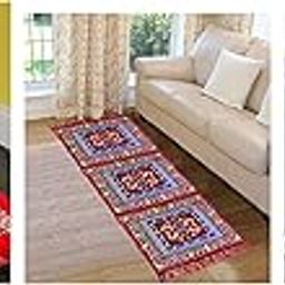 Kuber Industries Kitchen/Floor Mat|Solid Traditional Print & Soft,Heart Home Cotton Velvet Bed Side Runner (6 Feet x 2 Feet, Maroon,Kuber Industries Velvet Multi Purpose Bed Side Runner 6 Feet x 2-22