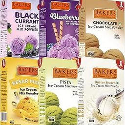 BAKERS 6 Flavors Ice Cream Powder Combo (100g Each) - Kesar Pista, Pista, Chocolate, Butterscotch, Blueberry & Black Currant | Ready in 10 Mins | No Preservatives | Homemade Ice Cream Mix-image-105