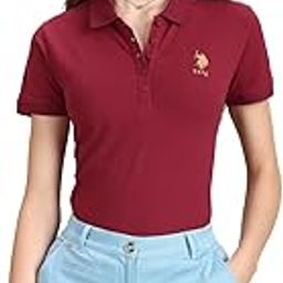 Women's Cotton Solid Slim Polo Shirt (UWAW23TSH045_Red_L)-image-52