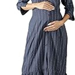 Women's Rayon Round Neck Full Sleeves Maternity Dress Feeding Kurti with Zipper (1348-MD)-image-7