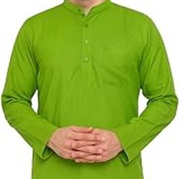 Shreeva Traditional Cotton Kurta for Men, Long Sleeve, Mandarin Collar, Yellow-image-25