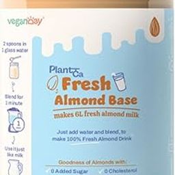 VeganDay Almond Base (makes 6L Almond Milk) | Fresh, Unsweetened & Plant-Based (PlantCa) | Just add water & blend | Dairy-free, Lactose-free | Zero added sugar, Zero Cholesterol, Zero Preservatives (6L Pack)-0