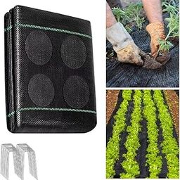 warmfarm 4x25ft Weed Barrier Landscape Fabric Heavy Duty with Holes,Thicken Weed Block Gardening Ground Cover Mat,Weed Control Garden Cloth,Black Plastic Ground Cover,Commercial Driveway Fabric-image-52