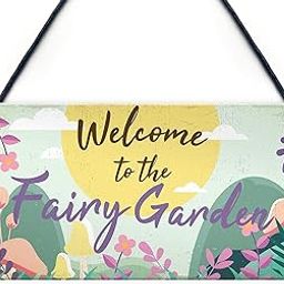 Welcome to The Fairy Garden Hanging Wood Signs Plaque for Garden Shed Summerhouse Sign Gifts 12x6inches(hjd107)-image-94