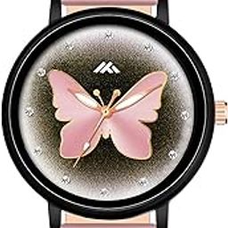 Black Dial Wrist Watch with Leather Belt Strap for Women & Girls | Butterfly Design I Stylish & Comfortable Analog Watch for Casual Outings, Parties, Office, Daily Use | Ideal for Gift-image-36