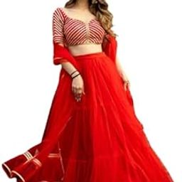 A lady's First Love Women's Fancy Designer Net material semi stiched lehenga choli-image-62