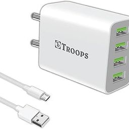 TP TROOPS 4 Ports USB Charger, 4.1A USB 22 Watt Wall Charger Phone Adapter Compatible for, All Smartphone-(1 mtr Micro USB Cable Included)-19