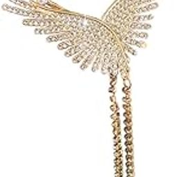 JH3 Hair Vine Headband Floral Crystal Tiara Jewelry for Women and Girls - with Bun Pin and Hair Clip Jewellery (Clamp Gold)-17
