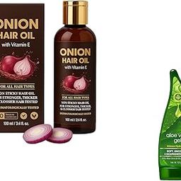 onion hair oil with vitamin e non sticky hair oil for stronger thicker all hair types 100 ml pack of 1 free aloe gel-image-71
