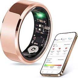 Fitness Tracker Smart Ring for Women & Men,Step Counter,Heart Rate Blood Oxygen Sleep Tracker Health Ring, No App Subscription Smart Rings Compatible with Smart Phone (Rose Gold, 12)-49