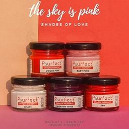 Pourfect The Sky is Pink Resin 5 Colors Epoxy Pigment, Opaque Liquid Resin Color Odorless Epoxy Resin Dye Solid Color Liquid Dye for Resin Jewelry DIY Crafts Art Making-1