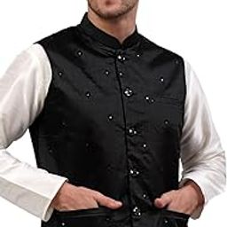 Men's Woven Design Embroidered Waistcoat-image-45