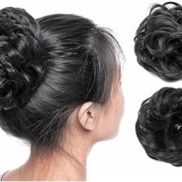 PrimeBerie Messy Bun Hair Piece Hair Extension With Elastic Rubber Band Hairpiece Synthetic Hair Scrunchies Hair Piece for Women Girls Color Natural Black(35g),Pack Of 1-image-126