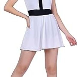 Black & White Padded A - Line One Piece Swimwear/Swim Suit with Attached Bottom for Women and Girls-image-97