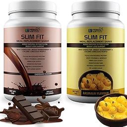 Slim Shake Protein Powder - Meal Replacement Shake For Weight Control & Management | Sugar Free, Fiber, Digestive Enzymes, Vitamins & Minerals (COMBO CHOCOLATE + RASMALAI, 2KG)-9
