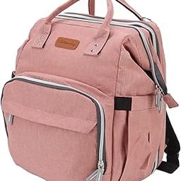 Portable Crib Diaper Bag, Large Capacity Multiple Compartment Design Foldable Crib Bag Portable for Travel for Home for Outdoor Activities Pink-image-59