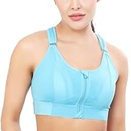 Women's High-Impact Polyester Spandex Sports Bra with Front Zip Closure, Criss-Cross Back, Sweat-Wicking, and Bounce Control – Available in Sizes M-4XL-image-59