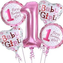 AMFIN® (Pack of 5) First Birthday Decoration Girl Combo / 1st Birthday Decoration for Baby Girl / 1st Birthday Decoration Items/First Birthday Party Decoration / - Pink-image-39