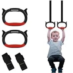 Proberos® Kids Gymnastic Rings Pair with 95Cm Heavy Duty Adjustable Nylon Webbing Strap for Home Fitness 330Lbs Loading Rubberized Grip Durable Design Gym Equipment for Kids Teens Training X 2-image-8