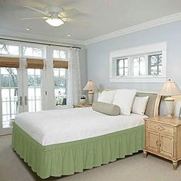 Sage Green Bed Skirt Wrap Around 600Microfiber with Easy Fit with 21'' Inch Tailored Drop - Shrinkage and Fade Resistant with Microfiber 21'' Bed Skirt King Size [78'' x 80'']-image-20