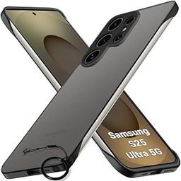 TheGiftKart Hybrid Ultimate Slim Back Case Cover for Samsung Galaxy S25 Ultra 5G | Camera & Screen Protection | Frosted Matte Translucent Hard Back Cover for Samsung S25 Ultra (PC & TPU, Black Bumper)-25