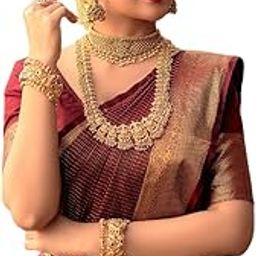 Women's Litchi Silk Checked Saree (VC-149-New)-image-58