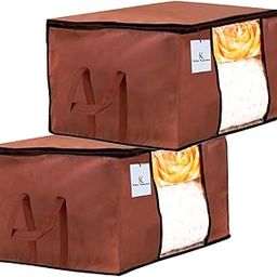 Kuber Industries Underbed Storage Bag, Storage Organiser, Blanket Cover Set of 2 - Dark Brown, Extra Large Size-picture-31