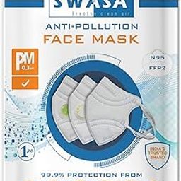 SWASA - Breathe clean air Cotton N95 Reusable Cloth Mask (White, With Valve, Pack of 3) for Unisex-8
