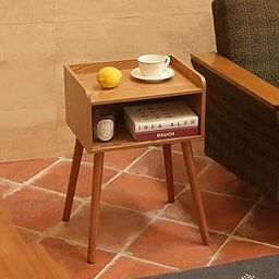 Nightstand, Mid Century Modern Side Table Bedroom with Storage, Small End Bedside Table with Solid Wood Legs for Living Room, Office Small Spaces (Natural)-7