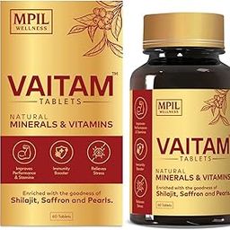 Vaitam Tablets | Multivitamin For Men and Women | Blended with Shilajit, Ashwagandha, Safed Musli, Kaunch Beej , shatavari and Pearls | For Daily Energy, Stamina and Immunity | Clinically Researched Ingredients (60 Tablets)-21