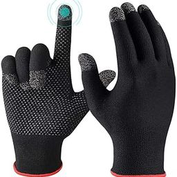 Nylon Game Gloves, Anti-Sweat Breathable, Touch Finger For Highly Sensitive Silver Fiber Material, Dot Silica Gel Palm Non-Slip Design, Support Almost All Mobile Gaming-(Pack of 1 Pair)-12