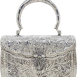 Women's Silver Handle metal Clutch Hand Cluth-image-13
