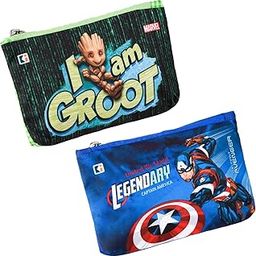 Pack of 2 Pencil Pouch | Square Stationary Pouch | Pen-Pencil Box for Kids | School Geometry Pouch | Pencil Utility Bag | Marvel Pencil Organizer | Green & Royal Blue-image-71