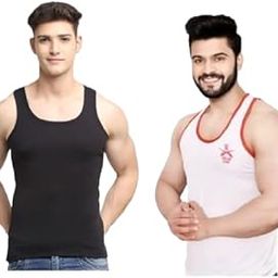 Indian Army Black & white Men's Cotton Round Neck Sleeveless Vest – Pack of 2 Black & white | Casual & Gym Wear-image-34
