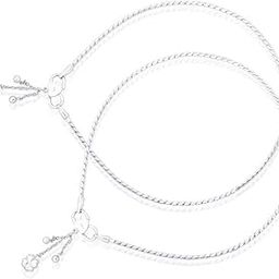 925 Sterling Silver Modern Modern Wedding Anklets for Women (Silver)-image-50