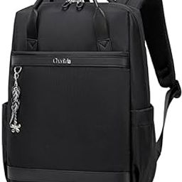 Slim Backpack for Women Stylish 14-inch Laptop Bag 13L Multi-pocket Water-resistant Daypack with Top Handheld & Luggage Strap,Ladies Backpack for Office Casual College-23