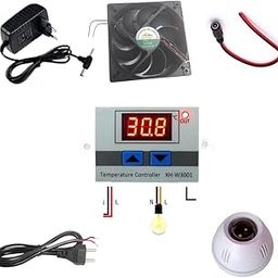 Egg Incubator Kit Full Set Includes w3001 Temperature Controller, 4 inch 120 mm 12 v dc Fan, 12 v dc 1 amp Charger, dc Female Socket,Electric Bulb Holder and Wire with Plug-13